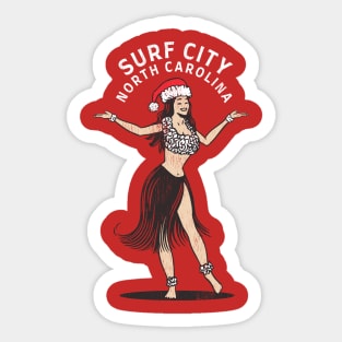 Surf City, NC Christmas Vacationing Holiday Hula Girl Sticker